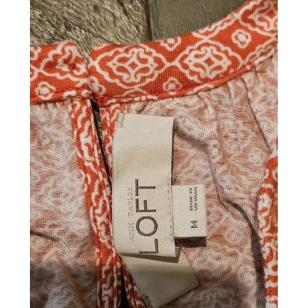 Ann Taylor Loft Women Orange Sleeveless Blouse Sz M Boho - Picture 6 of 8